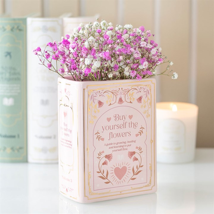 Vase in Buchform "Buy yourself Flowers"
