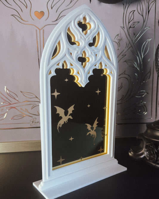 Spiegel Aufsteller "Drachen" - Weiß