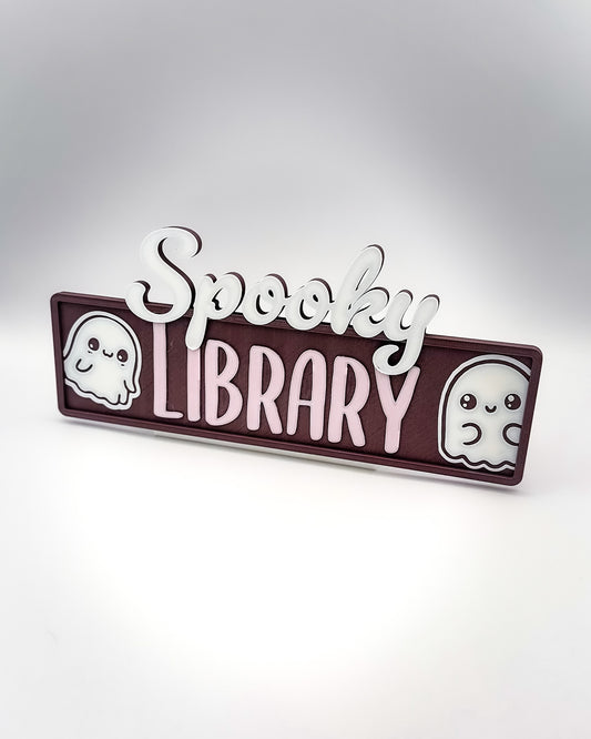 Regalschild "Spooky Library"