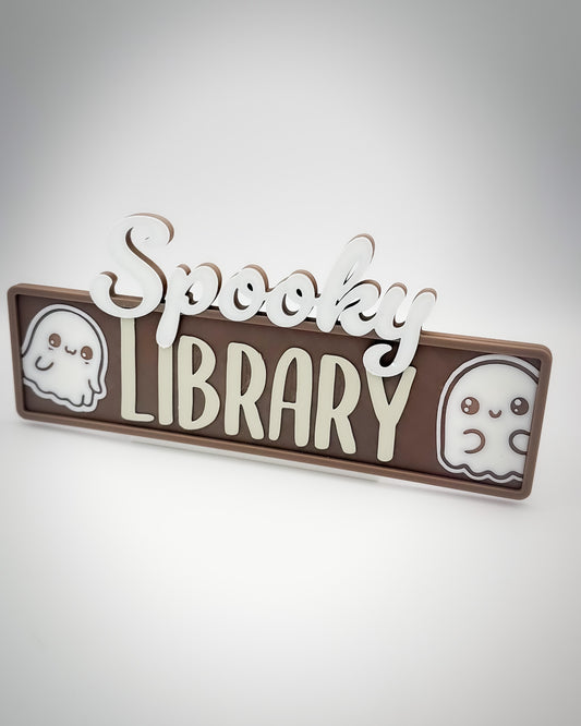 Regalschild "Spooky Library"