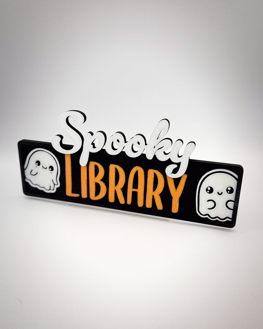 Regalschild "Spooky Library"